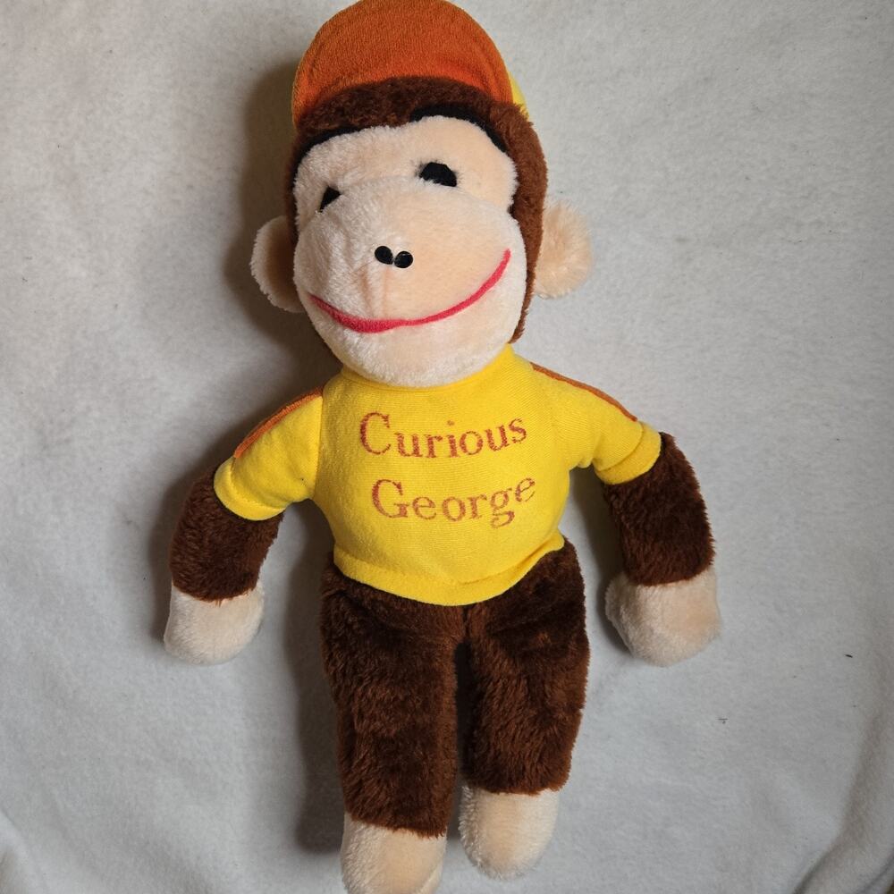 Vintage Knickerbocker Curious George Plush Monkey Yellow Hat Shirt 15" EUC